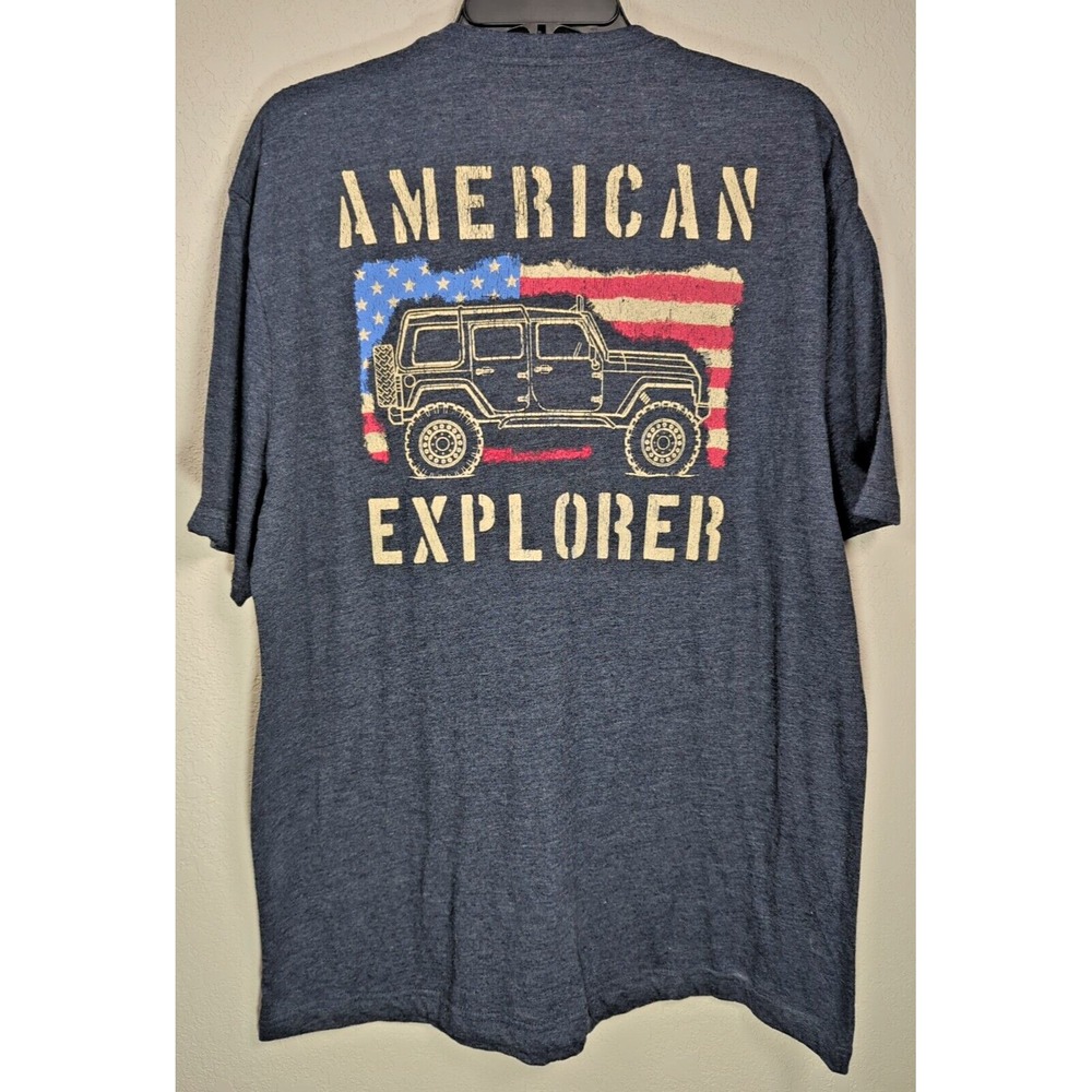GH Bass American Explorer Jeep Wrangler Tee‎ Shirt Size Large Dark Blue NWT